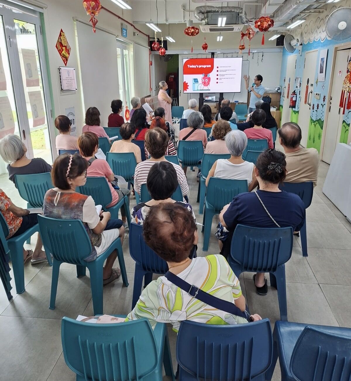 Seniors attending the heart health talk at Lions Befrienders in Tampines.